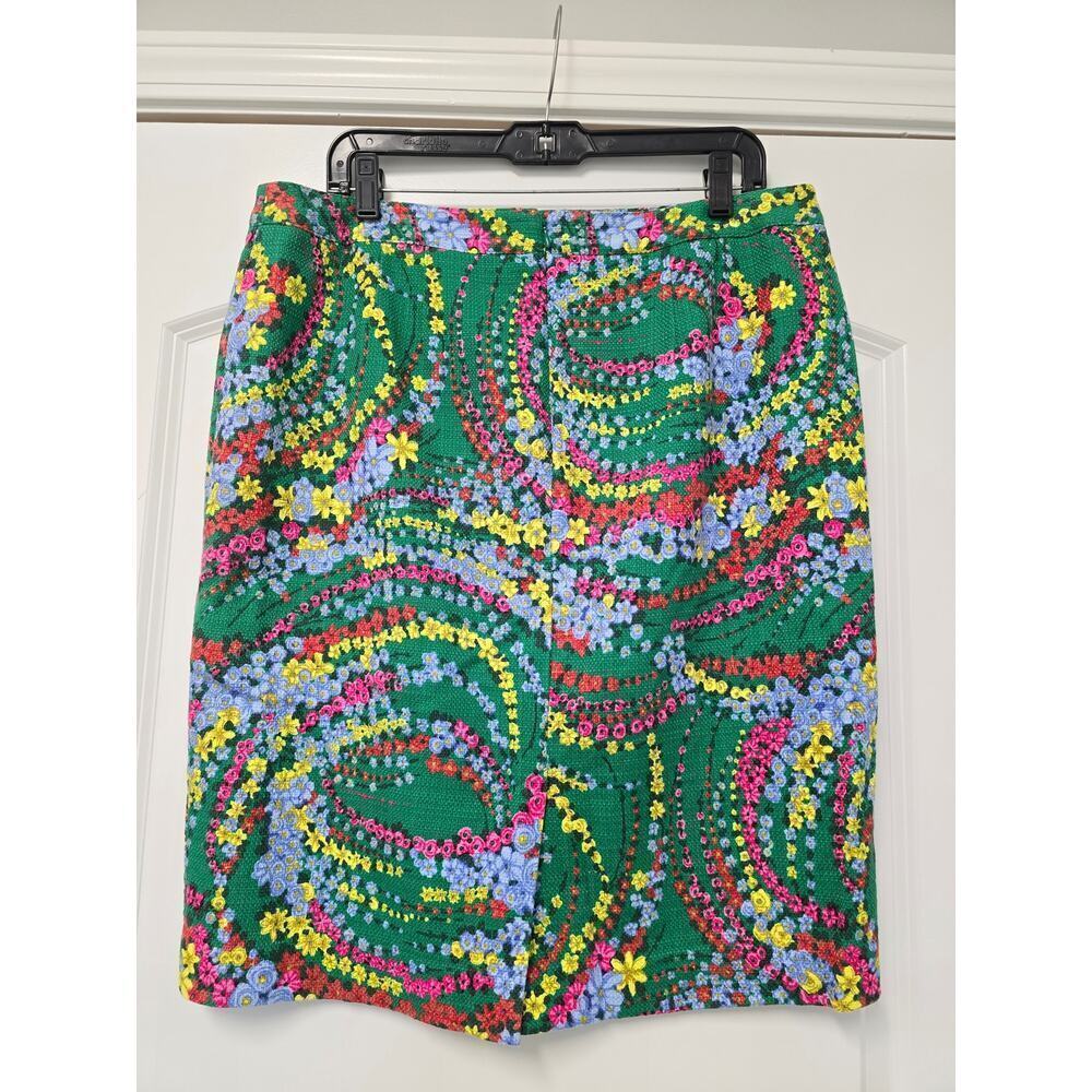 Talbots Women's Green Floral Print Knee Length Lined Short Skirt Size 14 - Picture 4 of 7